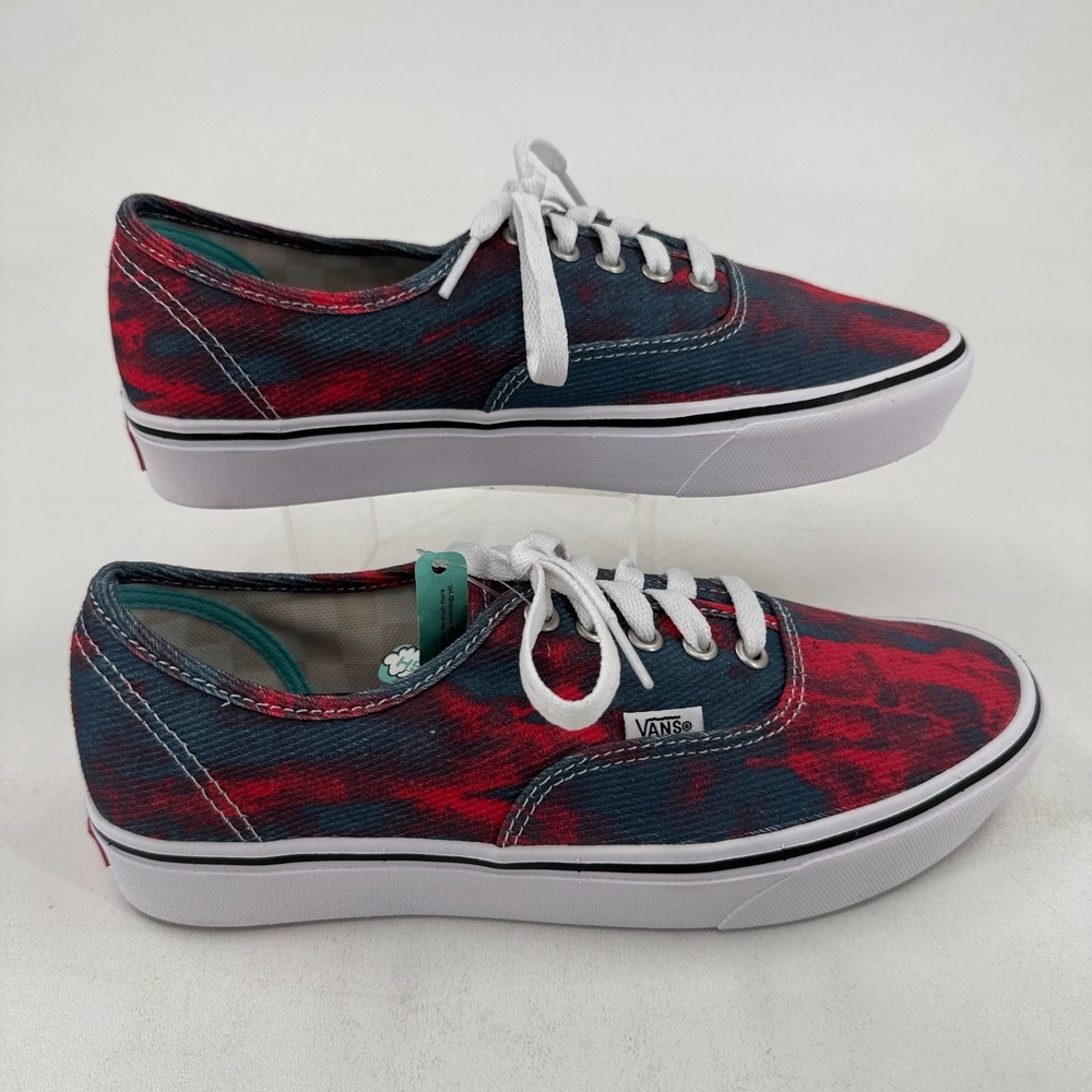 NEW Vans Skate Shoes Sneakers UNISEX Authentic Blue Red Lace Up MEN 7.5 WOMEN 9